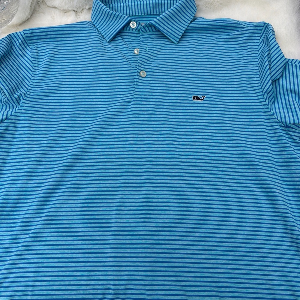 Vineyard Vines Aqua Striped Polo Shirt - Picture 5 of 14